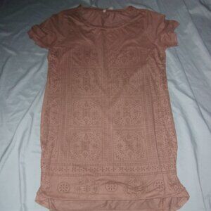 BOHO  size 6 womens   party six  tan faux leather feel  casual dress six